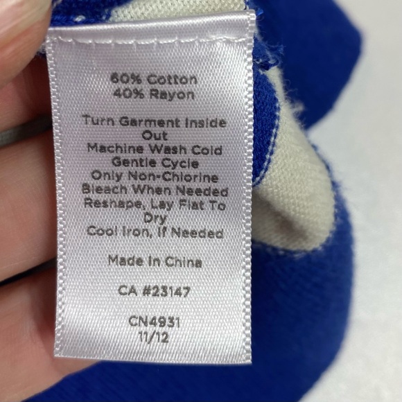 TALBOTS Womens Cardigan Blue Floral Print Button Front Cotton Blend Sz M - Picture 4 of 7